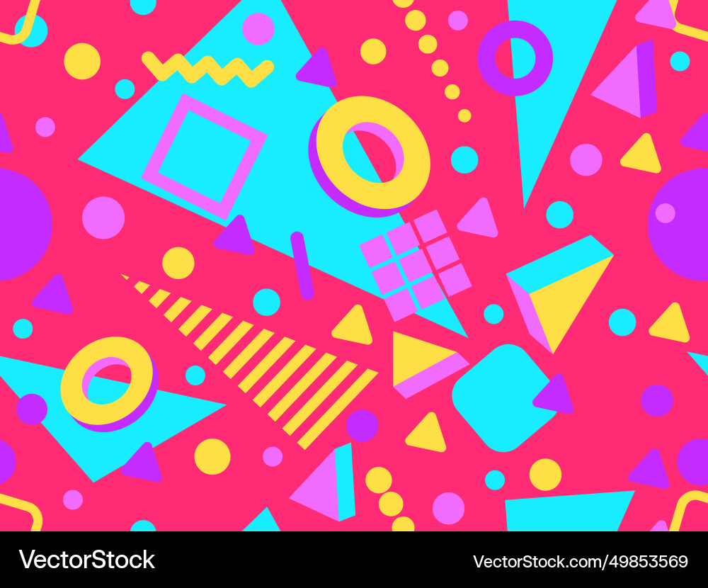 Geometric seamless pattern with memphis elements Geometric seamless pattern with memphis elements vector image