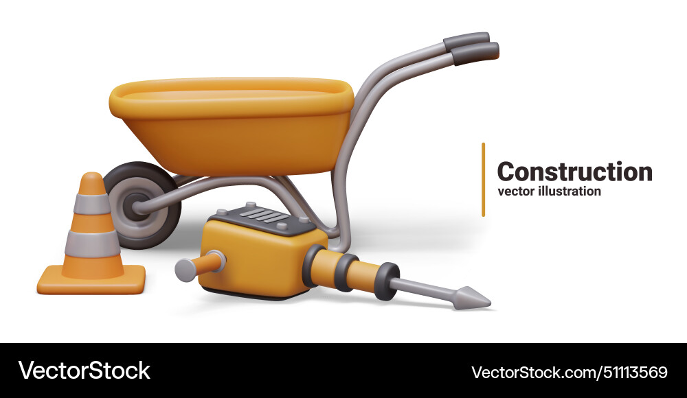 Group of objects scene for construction Vector Image