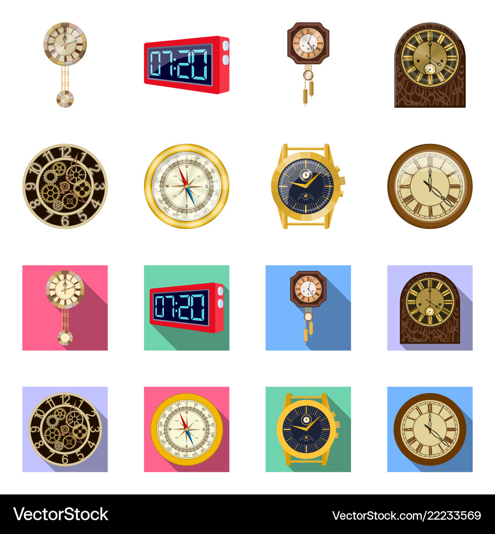 Isolated object of clock and time symbol set Vector Image