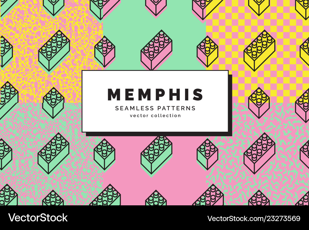 Memphis seamless patterns set Memphis seamless patterns set vector image