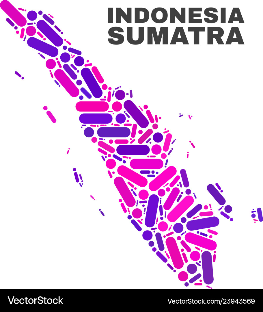 Mosaic sumatra map of dots and lines Mosaic sumatra map of dots and lines Vector Image