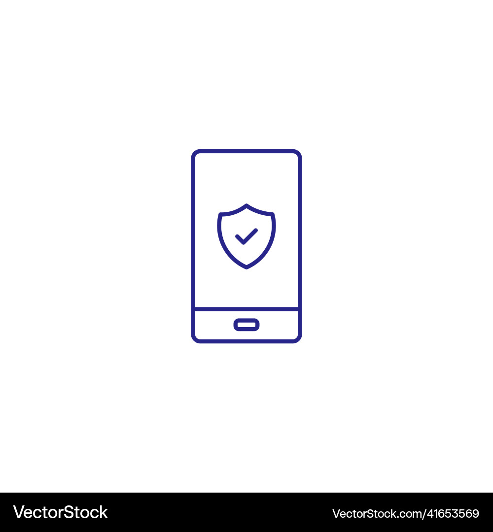 Phone data encryption privacy line icon password vector image