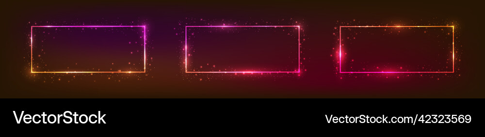 Set aus Neonrahmen mit glänzenden Effekten Set aus Neonrahmen mit glänzenden Effekten vektorbild