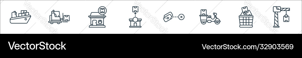 Shipping and delivery line icons linear set Shipping and delivery line icons linear set vector image