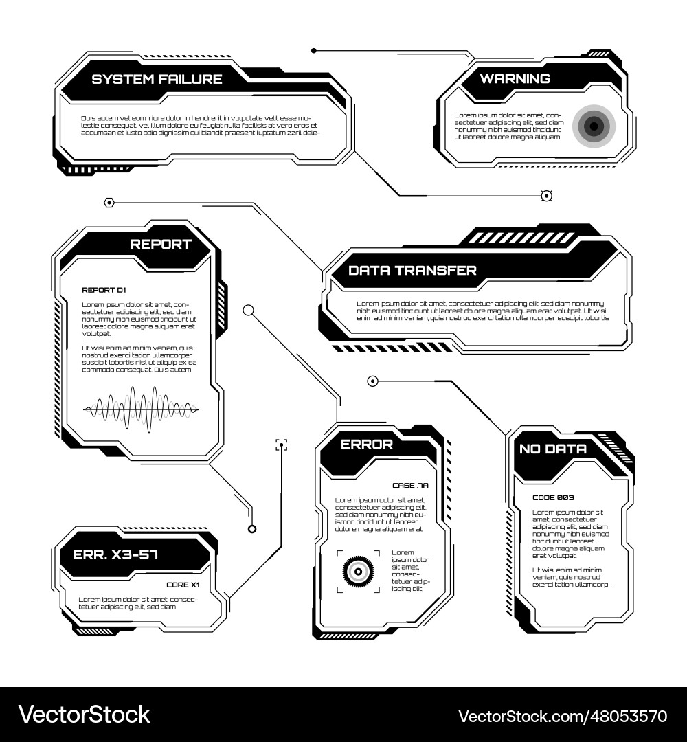 Black futuristic hud ui elements sci-fi user Vector Image