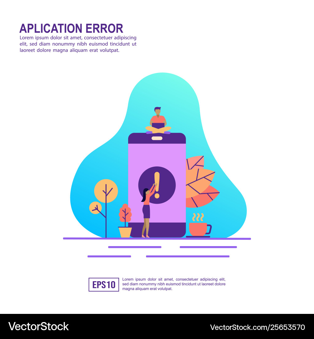 Concept application error modern conceptual Concept application error modern conceptual vector image