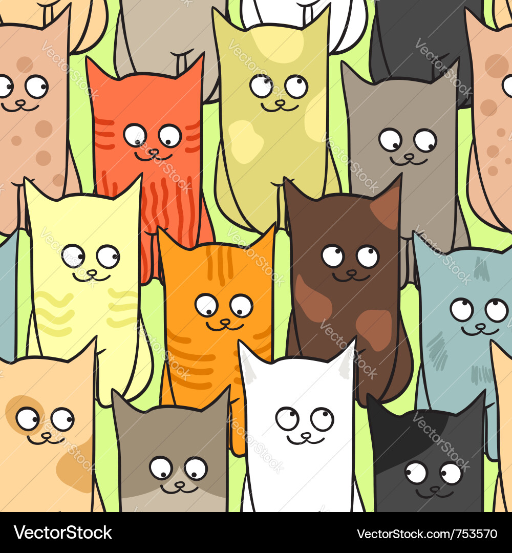 Cute Cat Pattern Vector Image