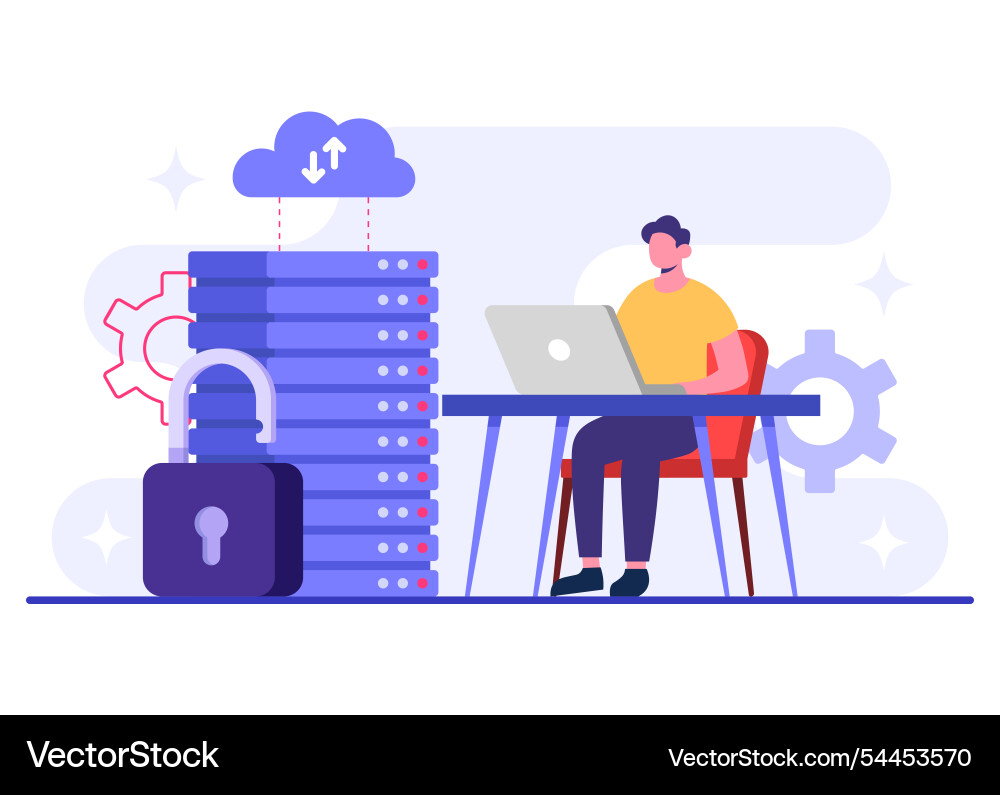 Database protection cyber security data center Database protection cyber security data center vector image