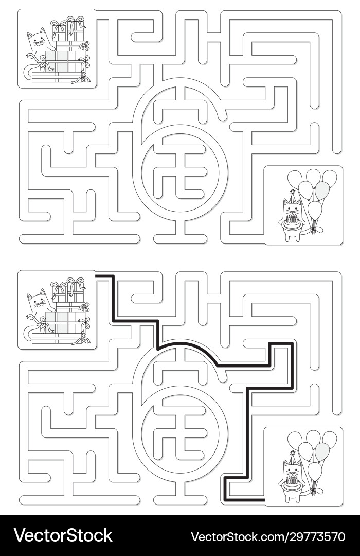 Easy cat maze - learning number 3 vector image