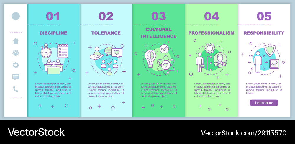 Employee soft skills onboarding mobile web pages Employee soft skills onboarding mobile web pages vector image