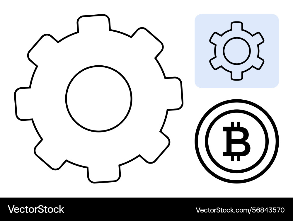 Gear and bitcoin integration concepts Vector Image