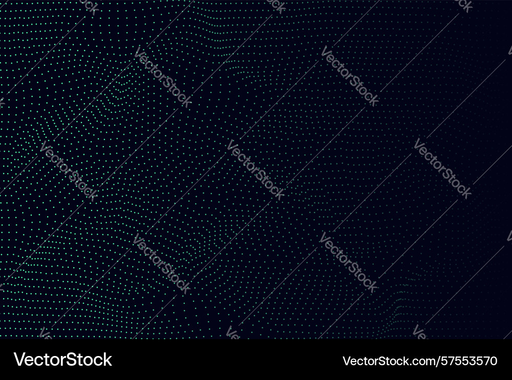 Mininalist dynamic neon green particle wave line vector image