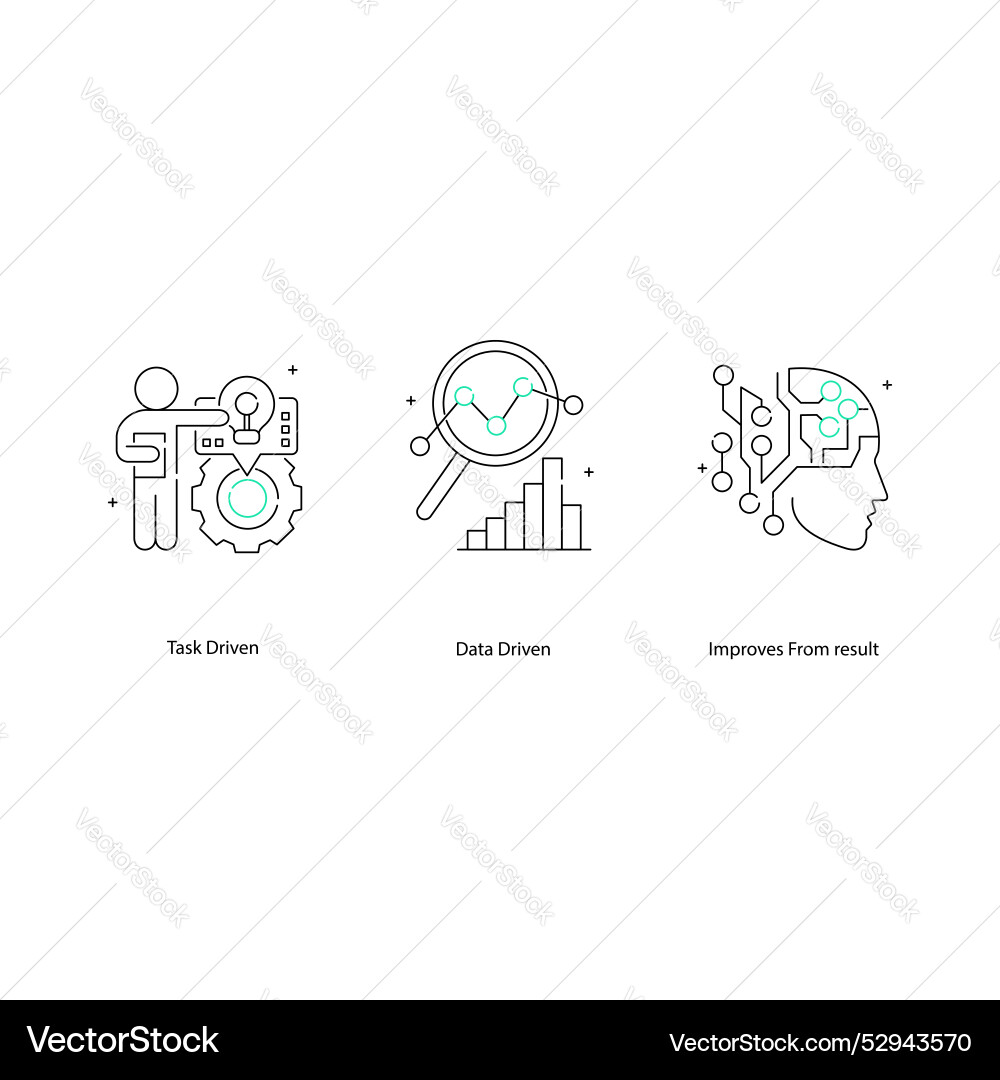 Neural networks in machine learning icons vector image