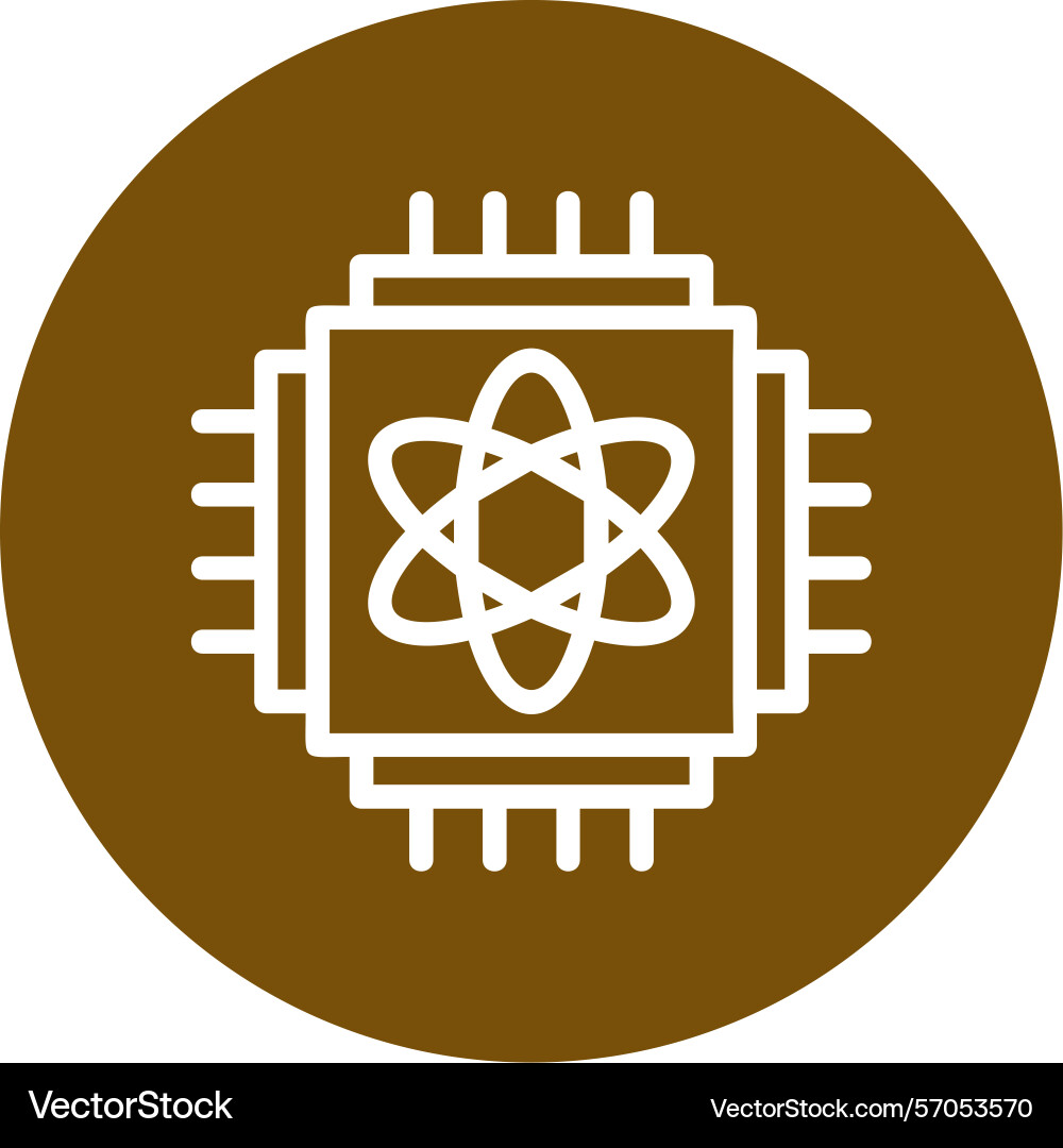 Quantum computing line circle style icon design vector image