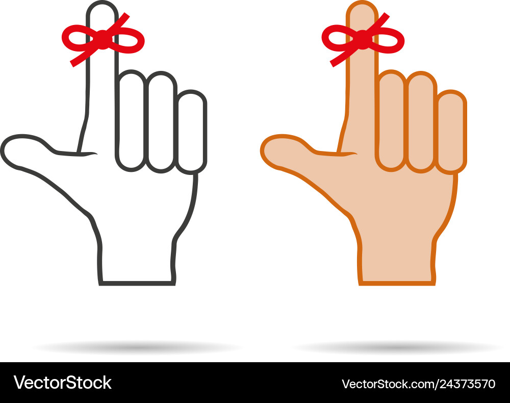 Reminder string and icon with shadow on white Reminder string and icon with shadow on white vector image