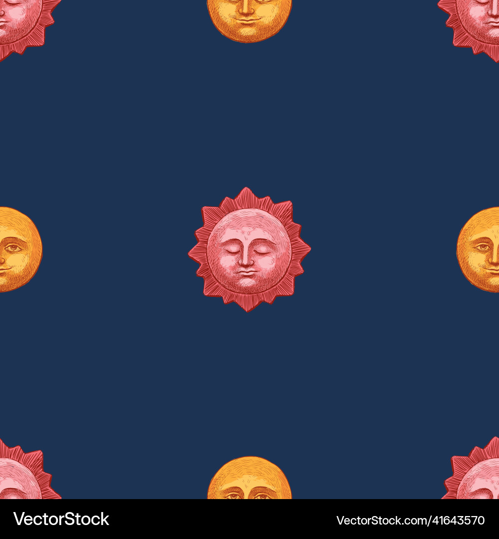 Seamless pattern of drawn smiling moon Vector Image