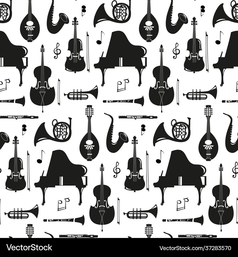 Seamless pattern with musical instruments Seamless pattern with musical instruments vector image