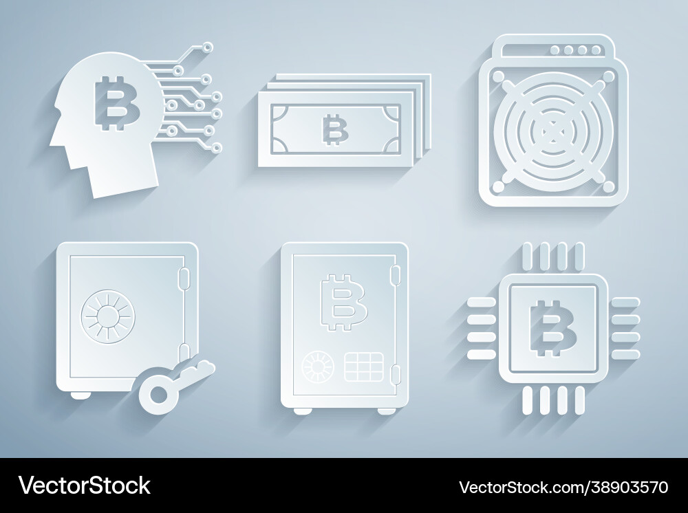 Set prostake asic miner cpu mining farm Set prostake asic miner cpu mining farm vector image