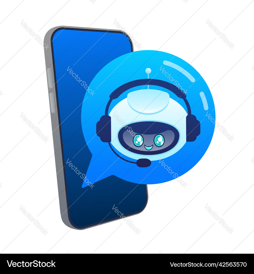 Support bot ai assistant flat icon with blue Support bot ai assistant flat icon with blue vector image