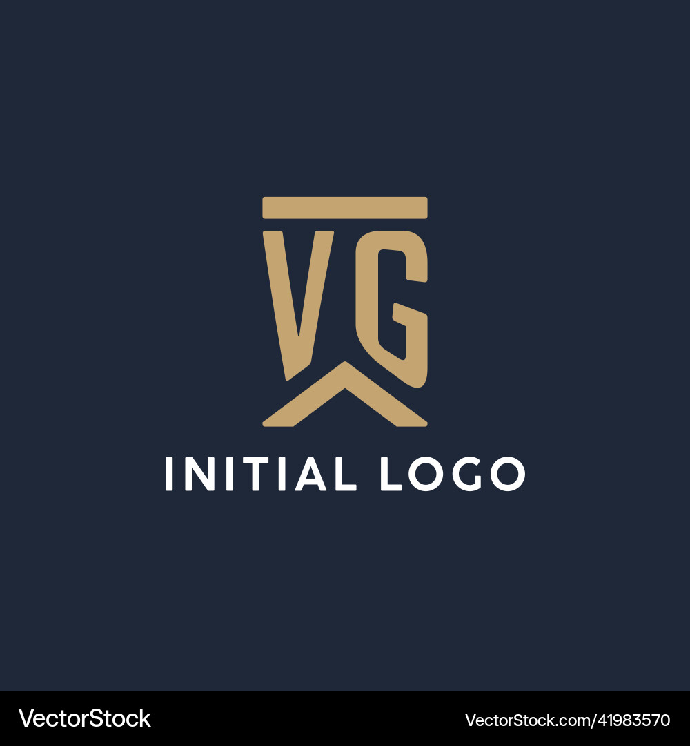 Vg initial monogram logo design in a rectangular Vector Image
