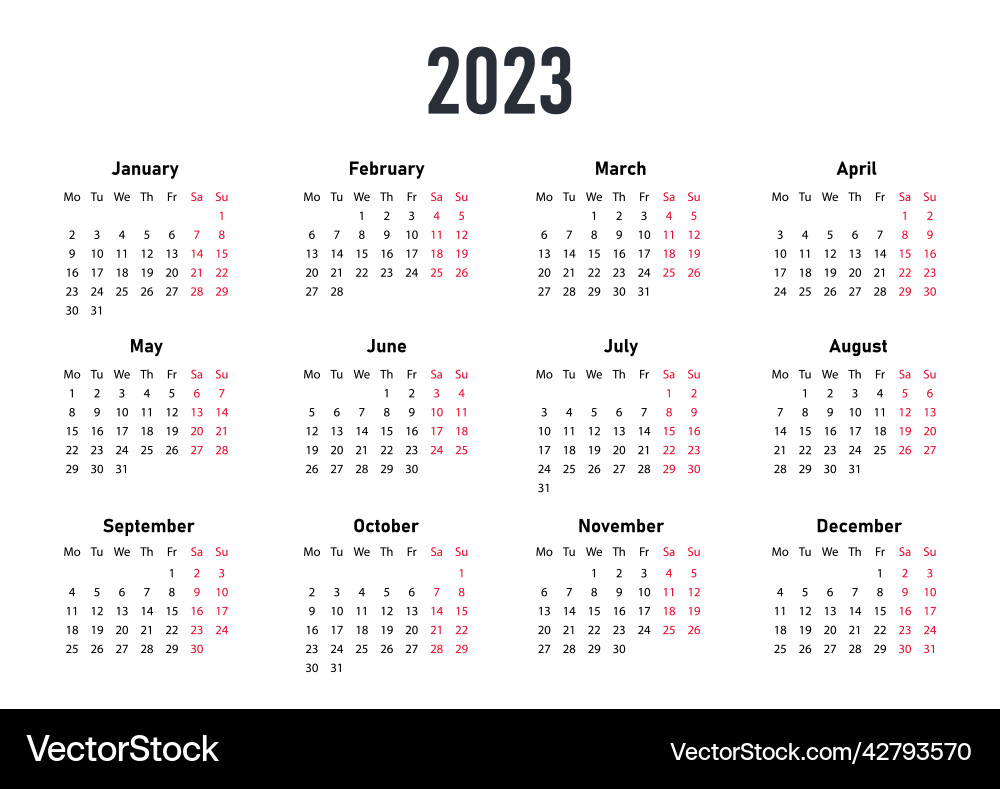 White calendar 2023 White calendar 2023 vector image