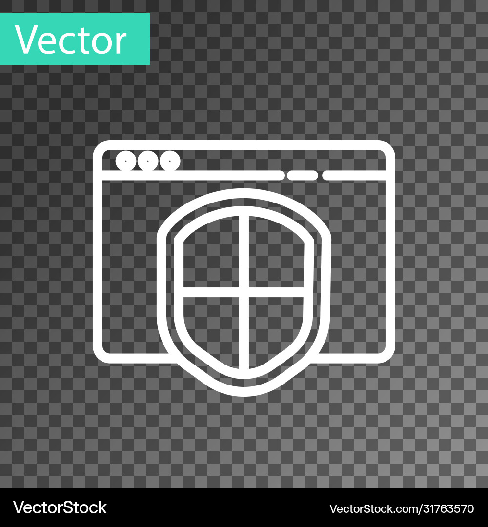 White line browser with shield icon isolated White line browser with shield icon isolated Vector Image