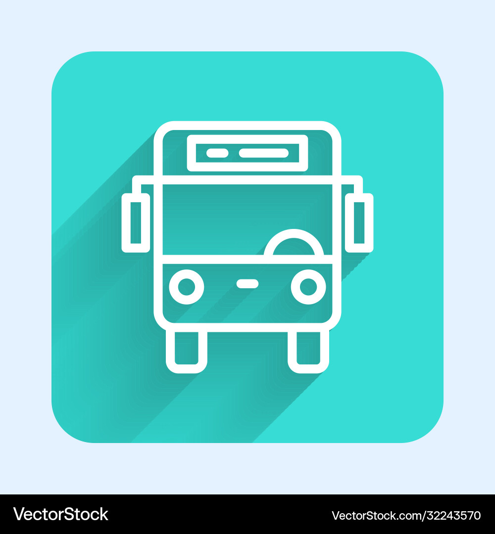 White line bus icon isolated with long shadow White line bus icon isolated with long shadow Vector Image
