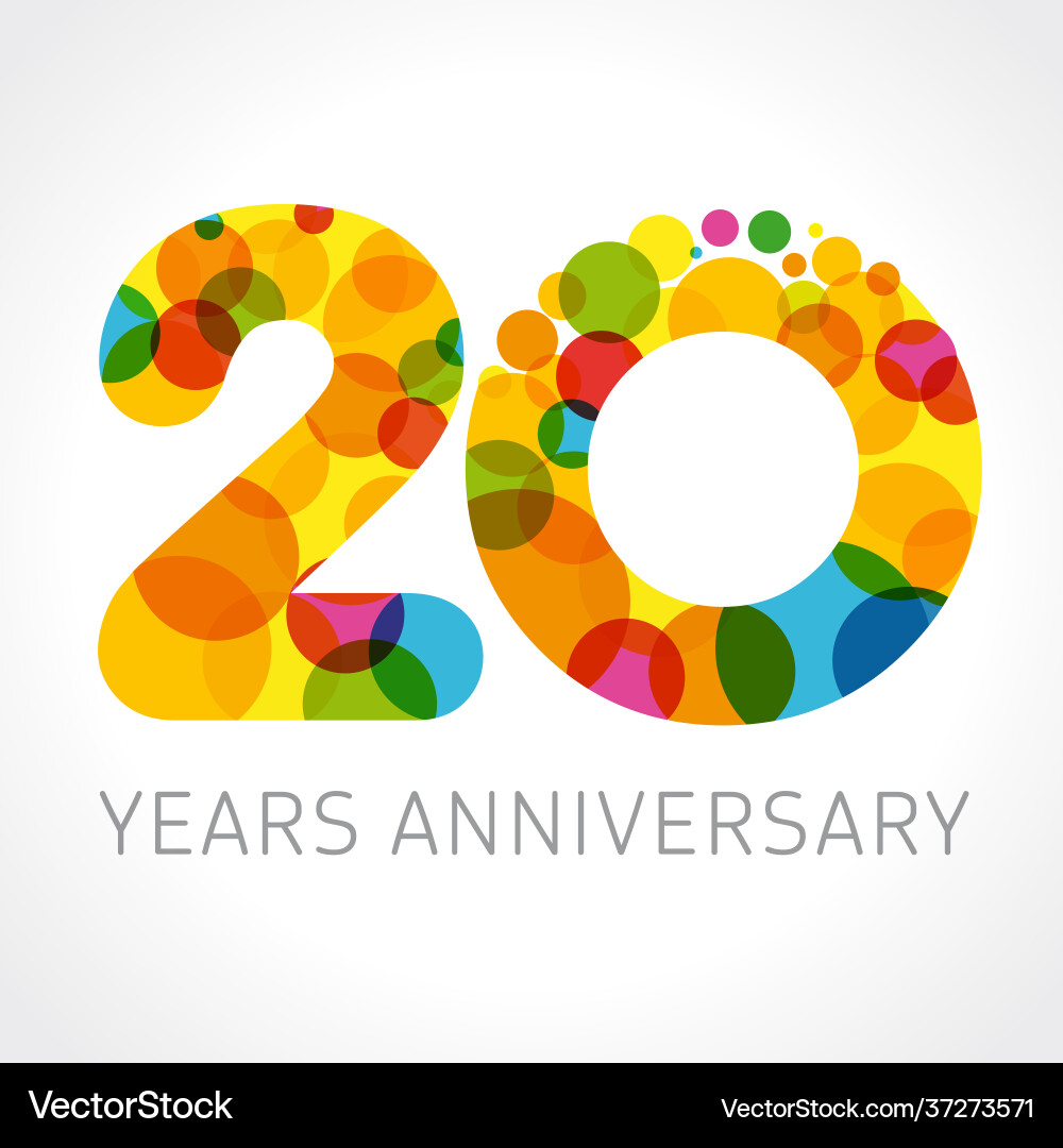 20 Jahre Jubiläum Kreis buntes Logo 20 Jahre Jubiläum Kreis buntes Logo vektorbild