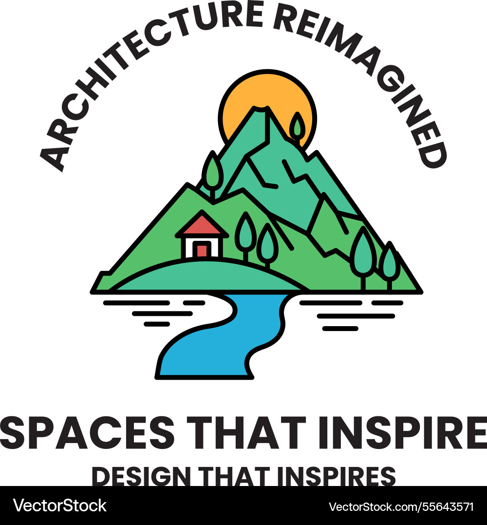 A mountain with house and river A mountain with house and river vector image