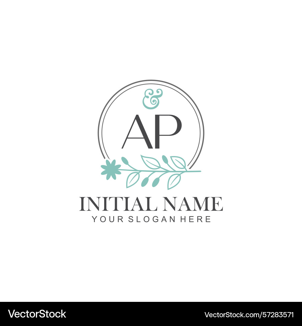 Ap initial logo templates with botanical elements Ap initial logo templates with botanical elements vector image