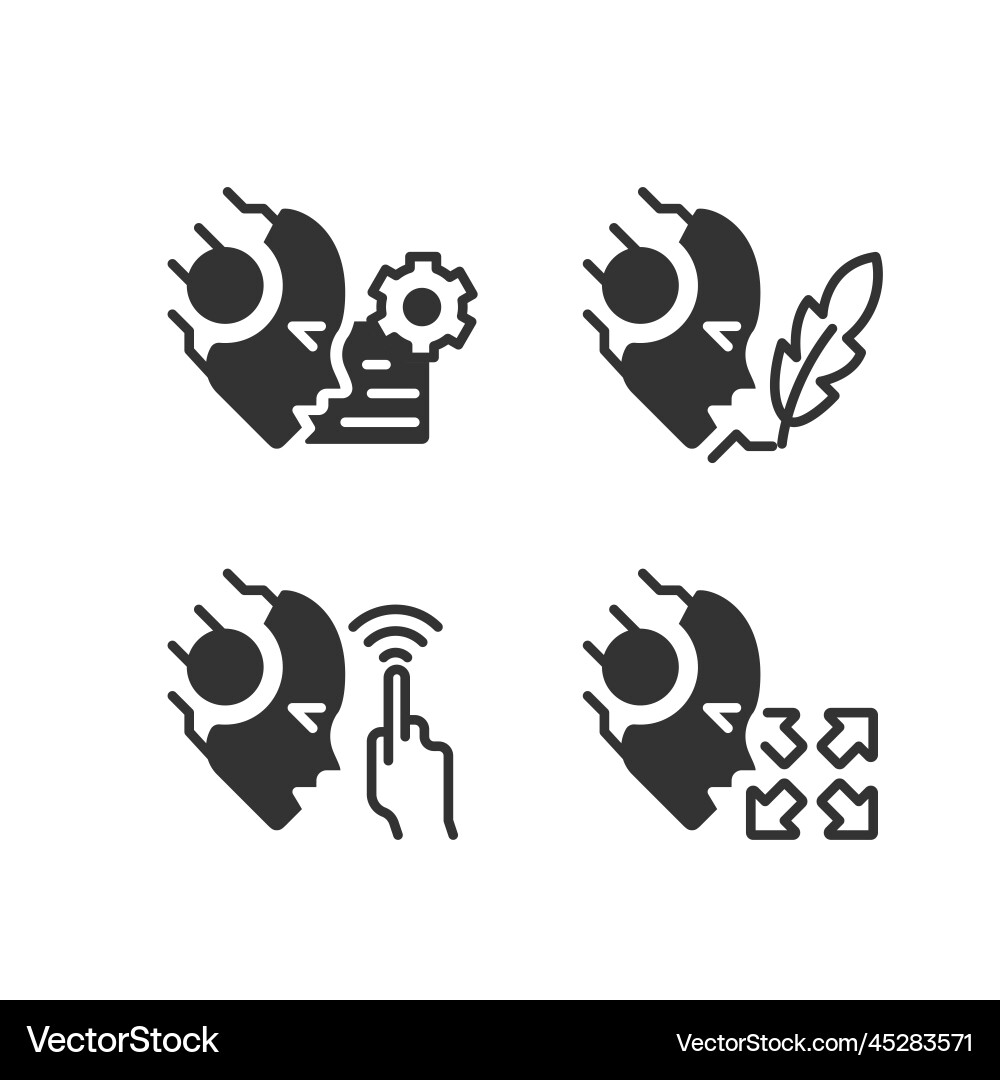 Artificial intelligence capabilities black linear Vector Image