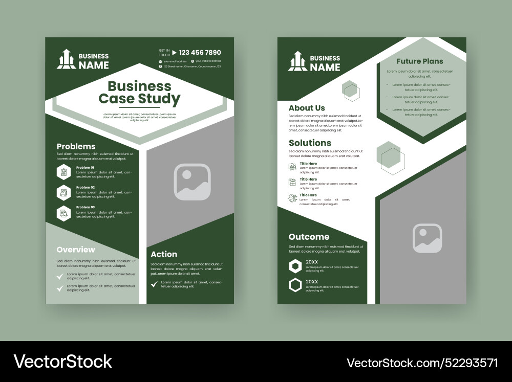 Business case study layout flyer Royalty Free Vector Image