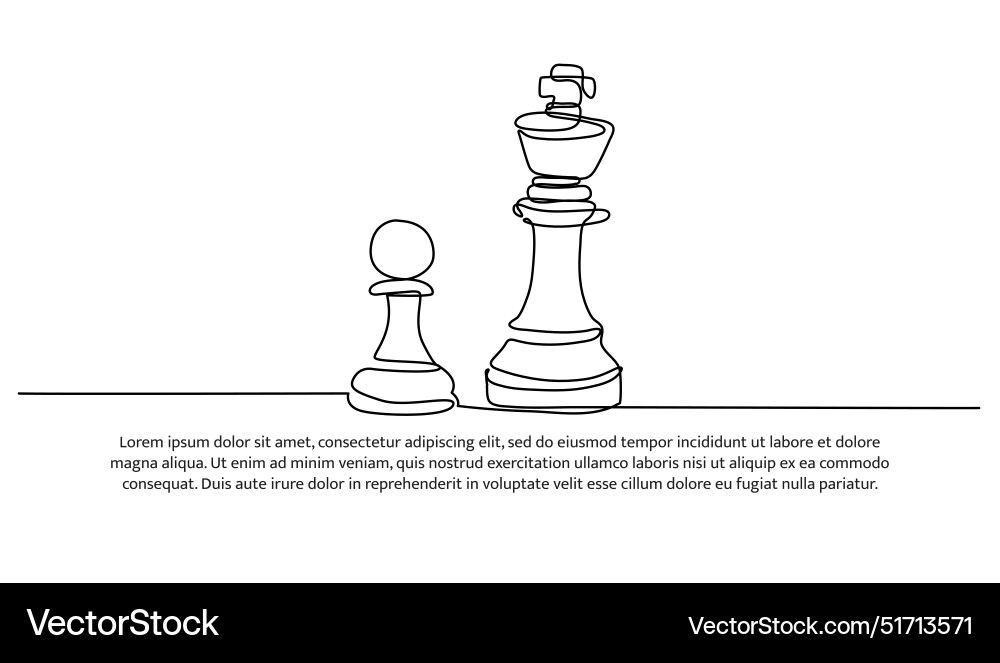 Continuous one line design of progress from pawn Continuous one line design of progress from pawn Vector Image