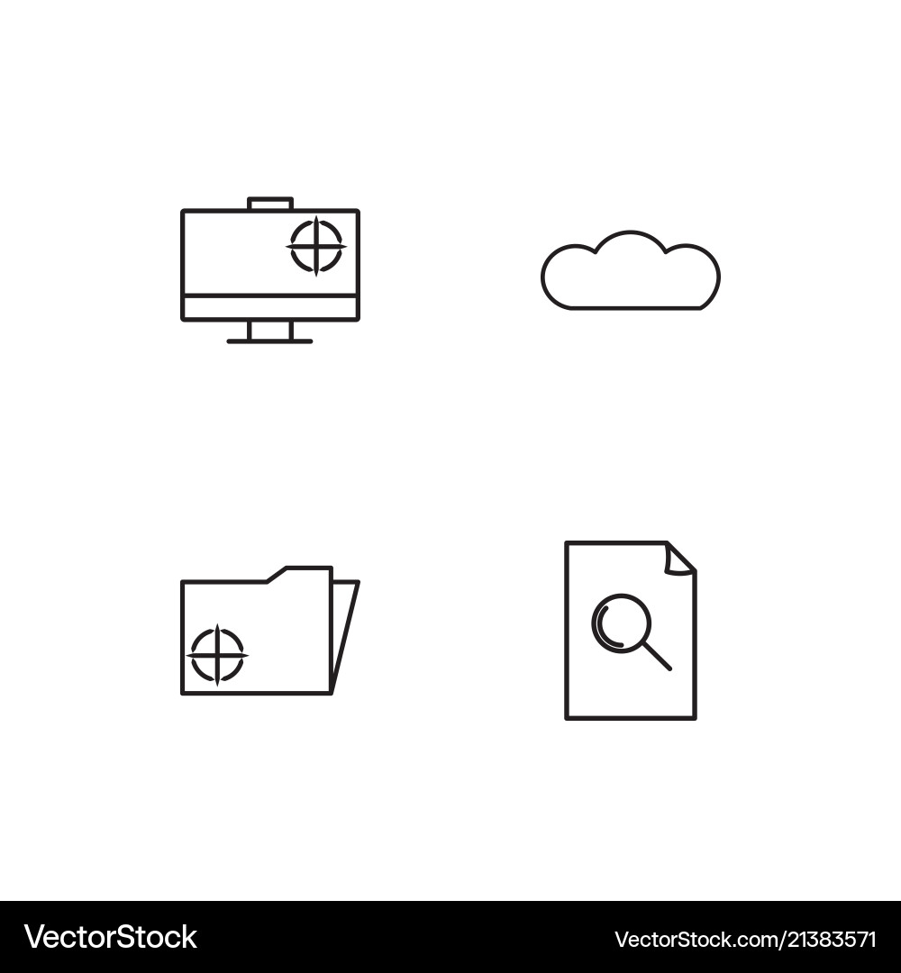 Cyber security linear icons set simple outline vector image