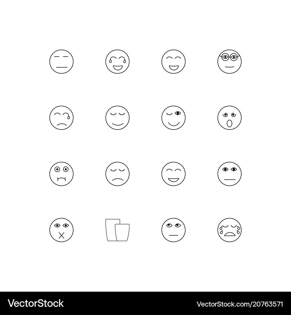 Emoticons linear thin icons set outlined simple vector image