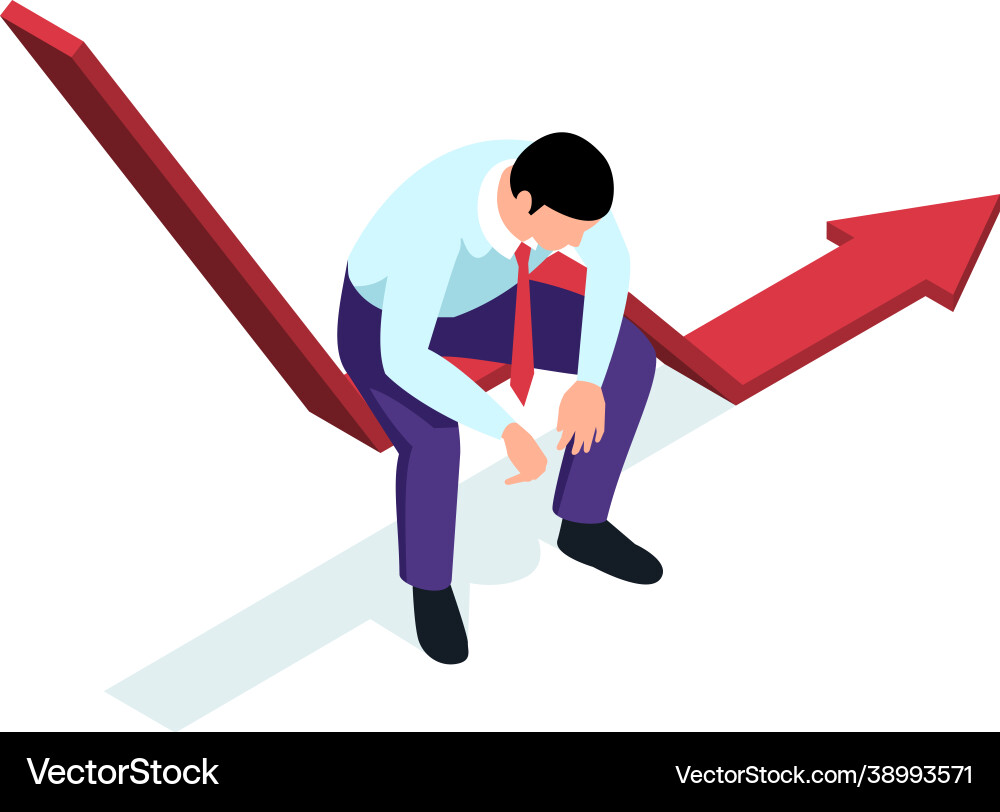 Exhausted trader isometric composition Exhausted trader isometric composition vector image