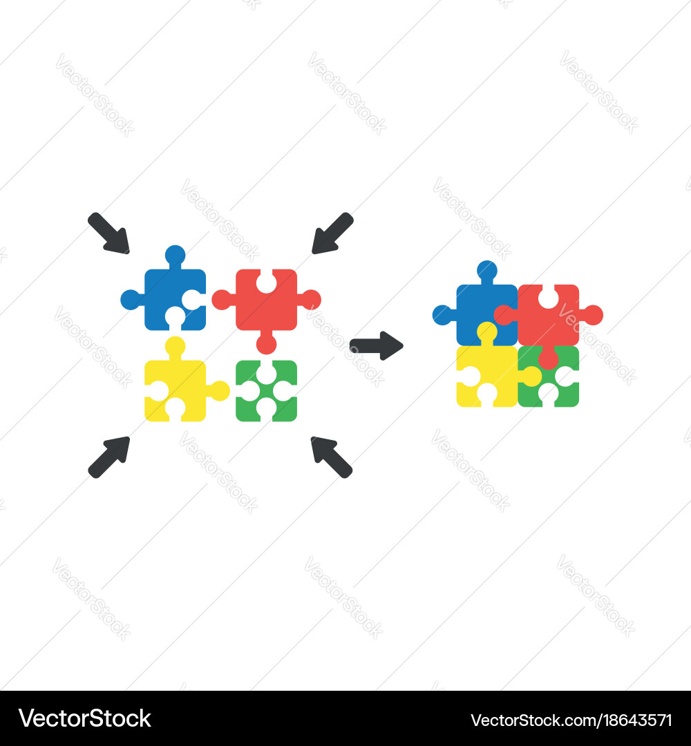 Flat design style concept of four part puzzle vector image