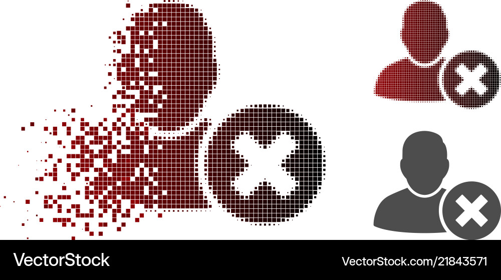 Moving pixelated halftone delete user icon Moving pixelated halftone delete user icon vector image
