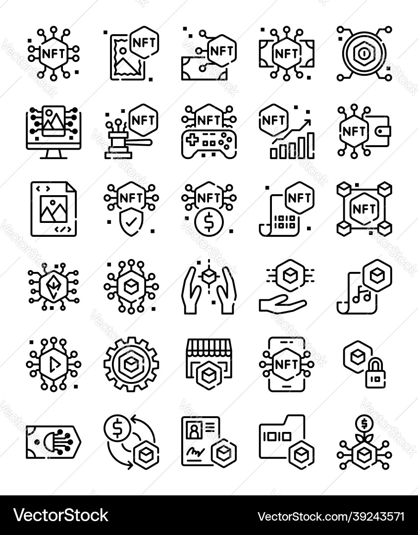 NFT Crypto Tokens - Line Icons – Royalty-Free Vector | VectorStock