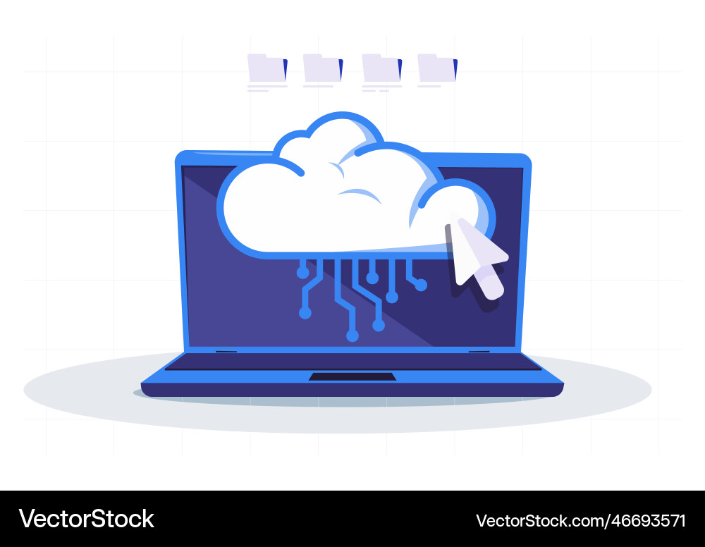 Open laptop with cloud storage of document files Vector Image