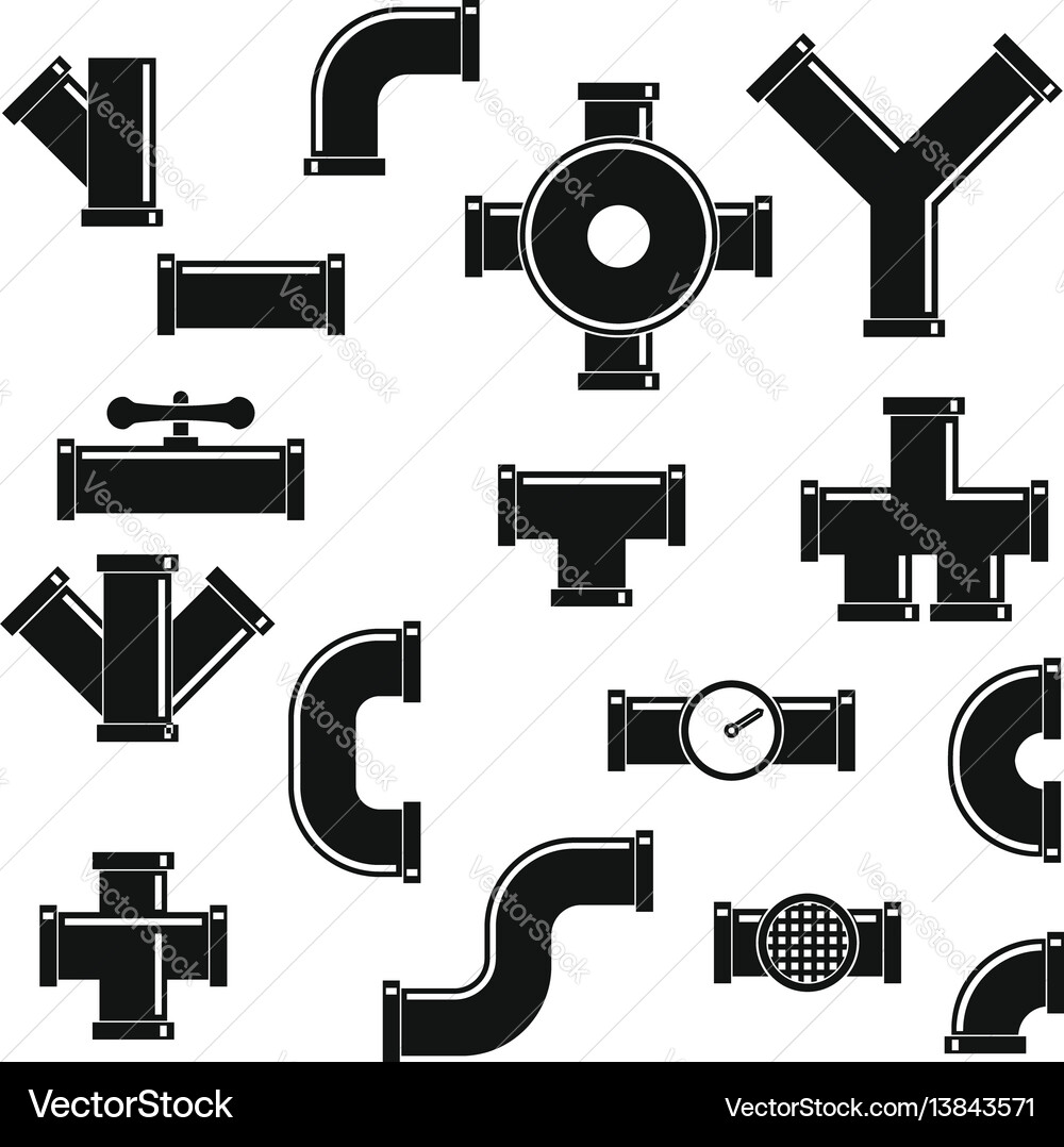 Pipeline icons set simple style Pipeline icons set simple style vector image