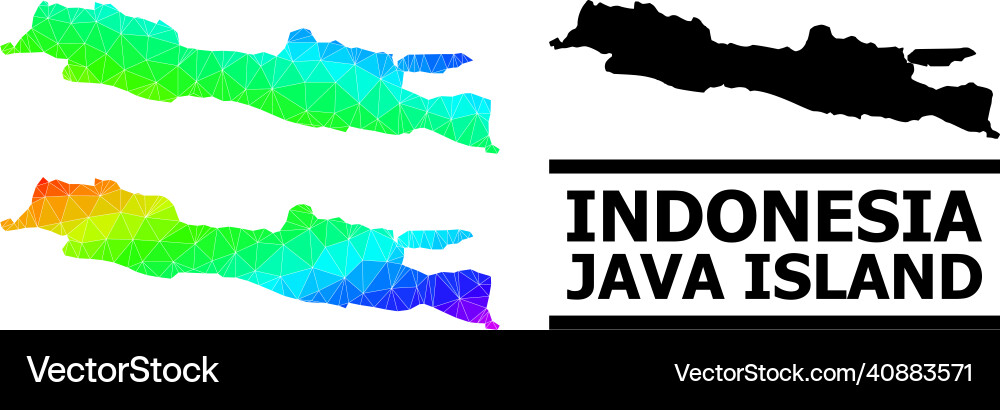 Polygonal spectrum map of java island Vector Image