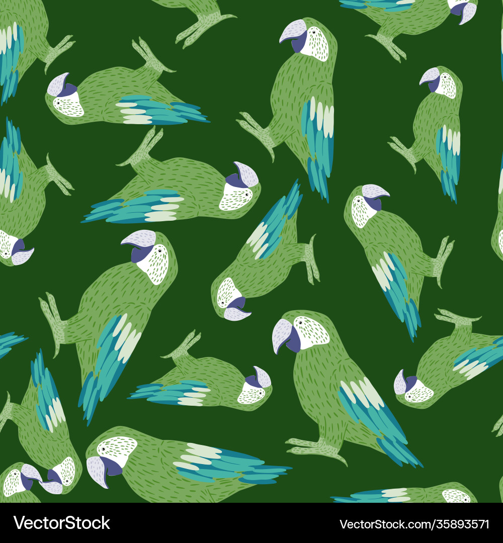 Random seamless pattern with exotic ara parrot vector image
