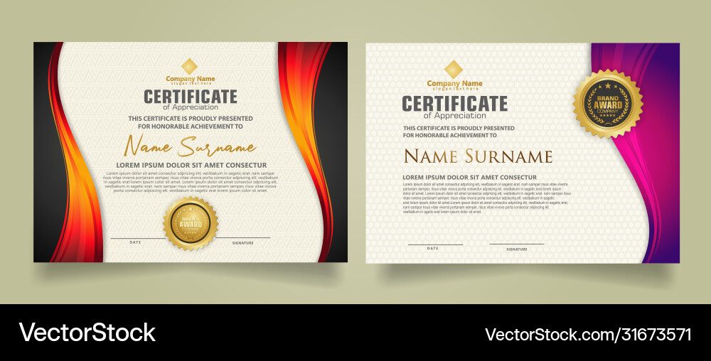 Set modern certificate template with flow lines Set modern certificate template with flow lines vector image