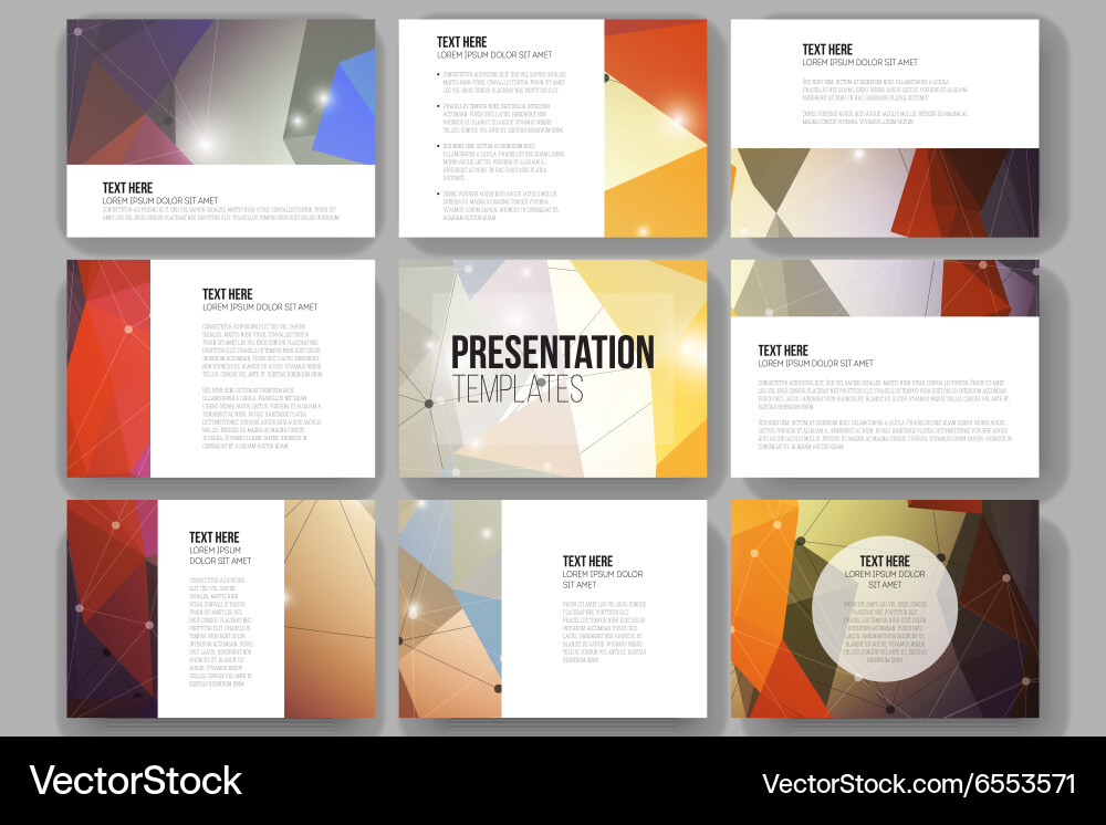 Set of 9 templates for presentation slides vector image