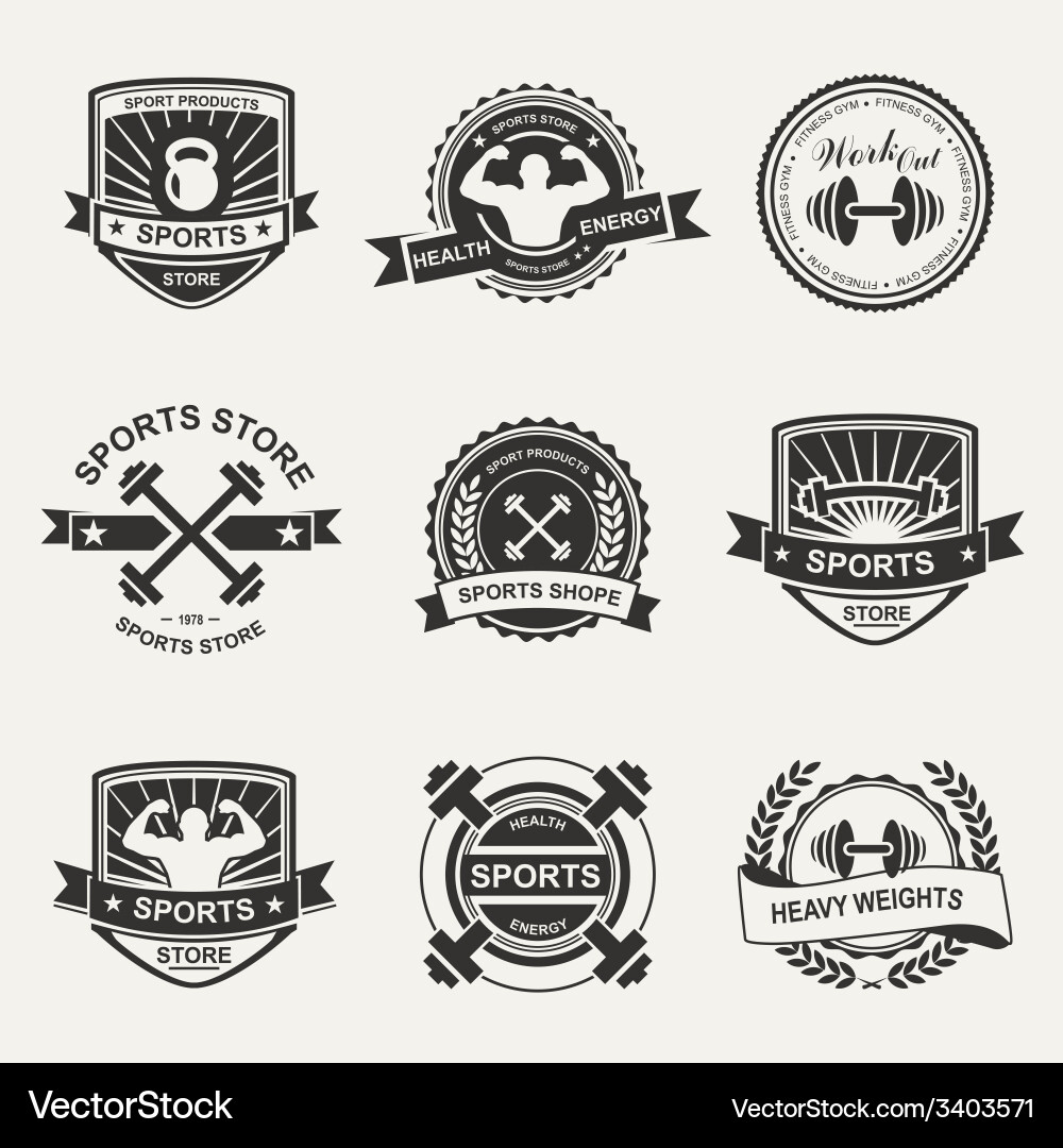 Sports Logo Set - Fitness & Gym Icons Vector Image