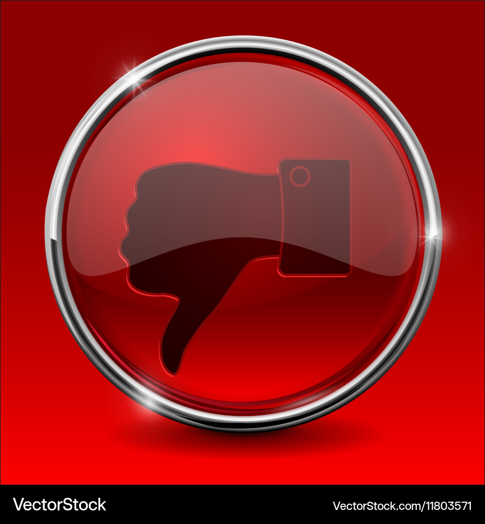 Thumb down icon red round shiny button vector image