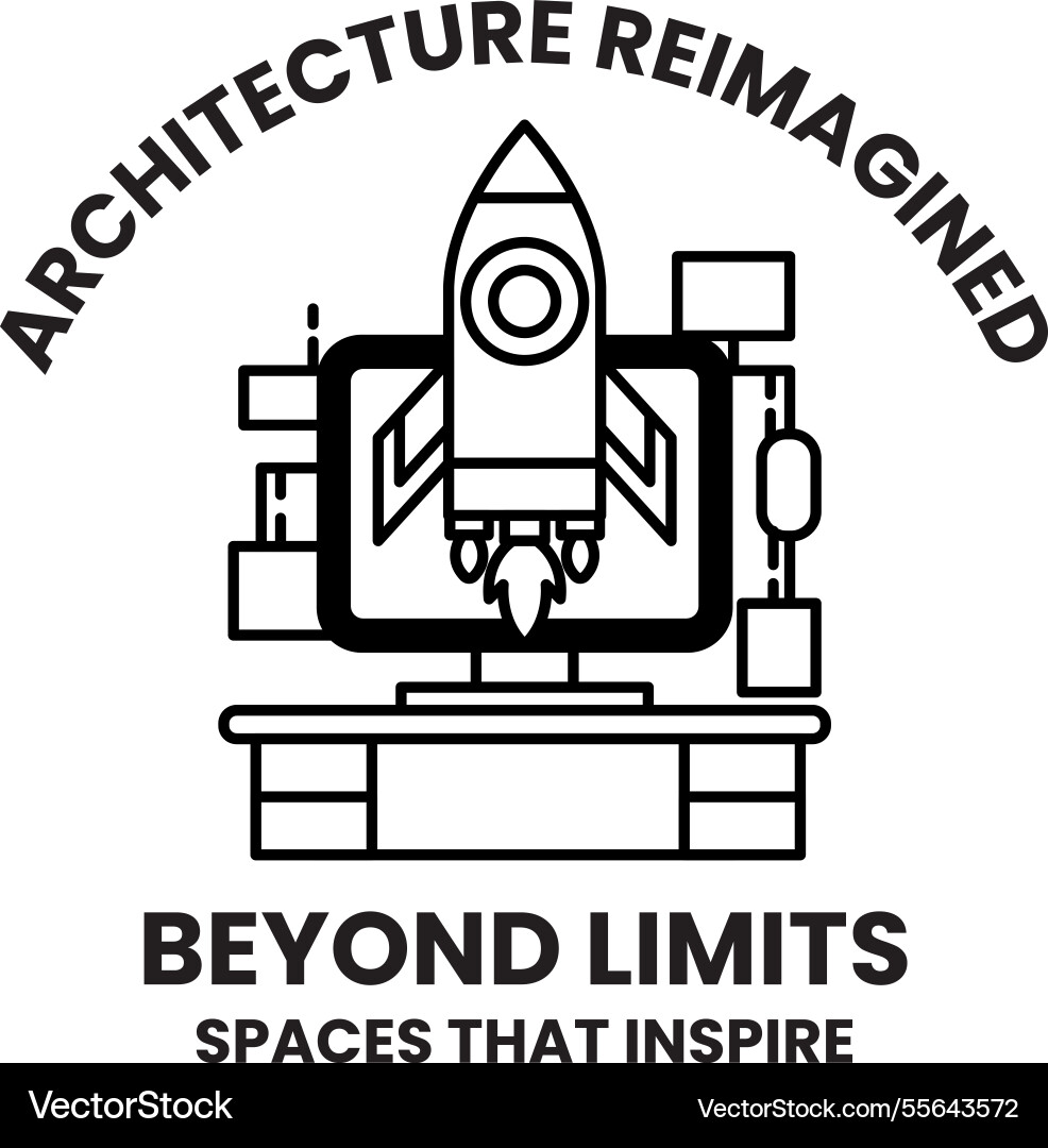 A rocket is on computer monitor vector image