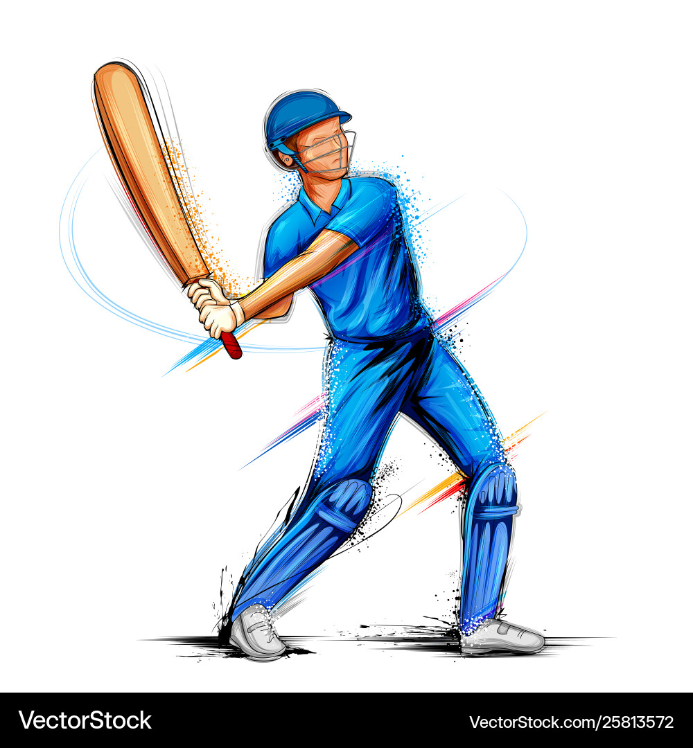 Batsman player playing cricket championship sports Batsman player playing cricket championship sports vector image