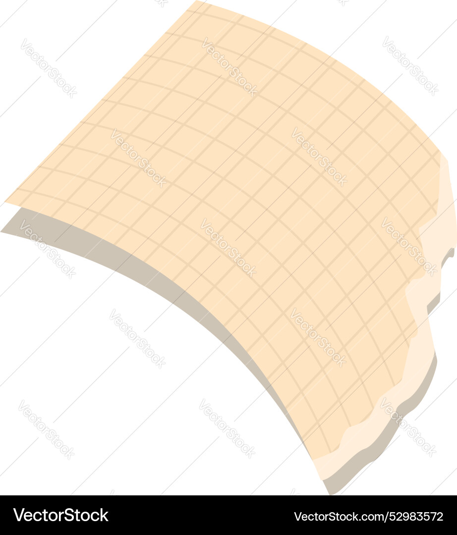 Blank paper sheet with squared pattern is folded Vector Image
